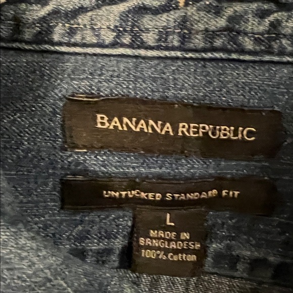 Banana Republic Denim Shirt Bundle | Men’s L | Black & Blue | Untucked Standard - Picture 3 of 12